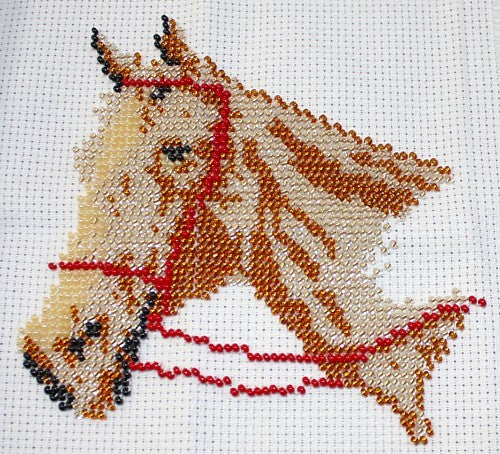 Borduurpakket paardenhoofd beige ca 15x15cm