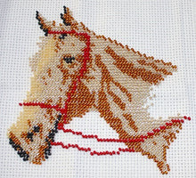 Borduurpakket paardenhoofd beige ca 15x15cm