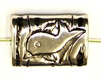 Metallookkraal ca 24mm plat met vis 2st