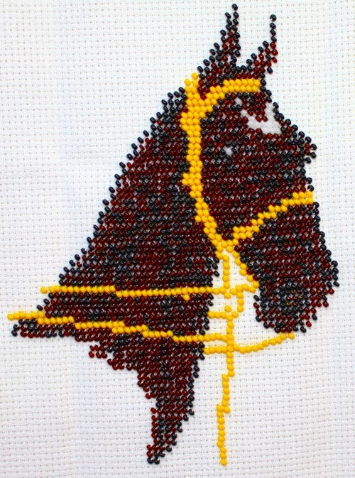 Borduurpakket Paardenhoofd zwart/bruin 17x14cm