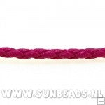 PU leerveter 3mm rond fuchsiarose 50cm