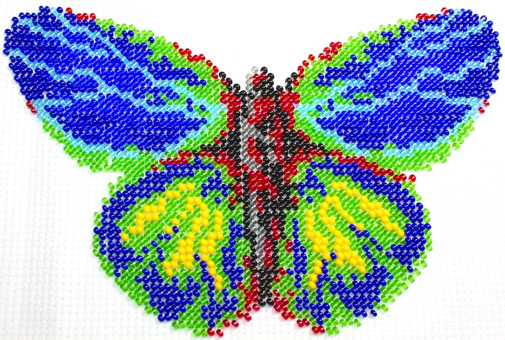 Borduurpakket vlinder multicolor 12x18 cm.