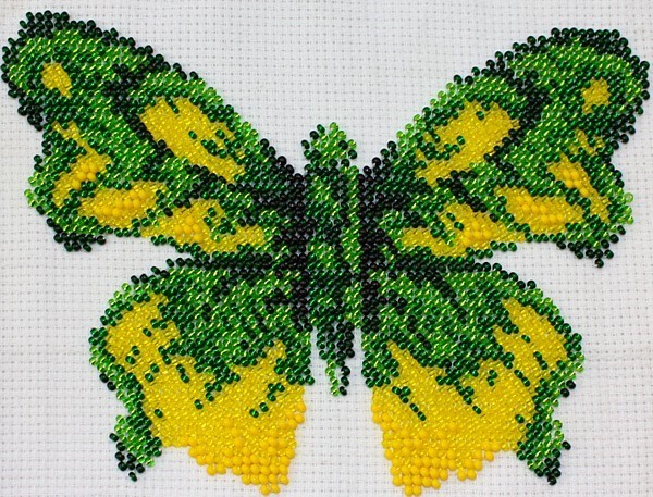 Borduurpakket vlinder 13x17cm geel/groen