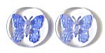 transparant 15mm vlinder blauw per stuk