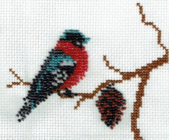 Borduurpakket roodborstje 11x14cm
