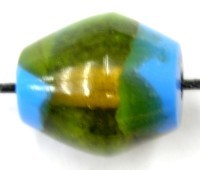 Resin tonvorm 17mm turkoois/tr.bruin p.st