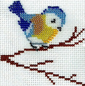 Borduurpakket jonge pimpelmees  10x10cm