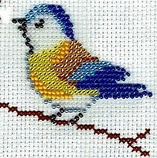 Borduurpakket jonge pimpelmees  10x10cm