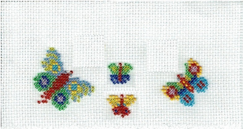 Borduurpakket 4 kleine vlinders 5x13cm
