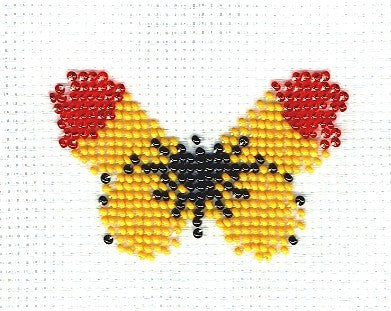 Borduurpakket geel/zwart/rood vlinder 5x8cm