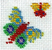 Borduurpakket 2 kleine vlinders 7x7cm