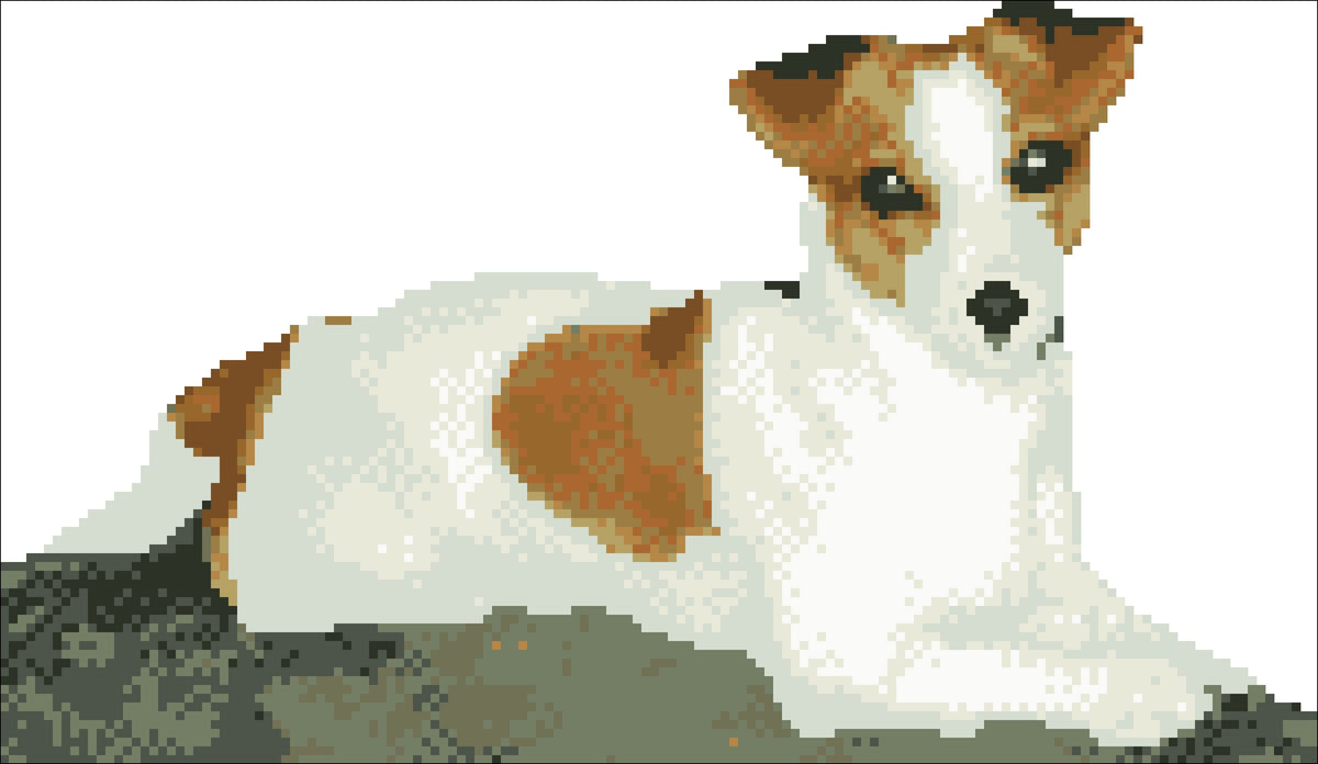 Borduurpakket hond Jelly 20x34cm.