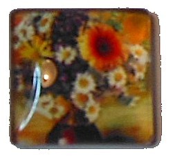Camee 20mm vierkant bloemmotief