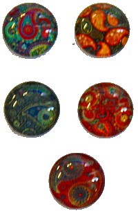 Camee 10mm rond paisly kunst mix 5st.