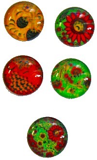 Camee 10mm rond pioenrozen mix 5st.