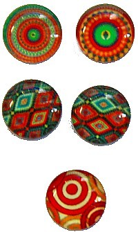 Camee 10mm rond figuren mix 5st.