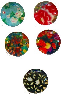 Camee 10mm rond bloemen mix 5st.