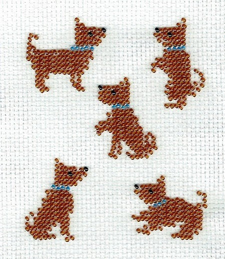 Borduurpakket 5 hondjes 9x12cm