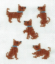 Borduurpakket 5 hondjes 9x12cm