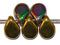 PIP kralen 7mm groen/paars/geelgoud 50st.