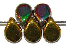 PIP kralen 7mm groen/paars/geelgoud 50st.