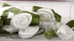 Satijnroosjes 10mm  wit 10 stuks