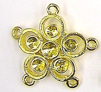 Tussenstuk 5ogen 25mm goudkl. voor 3+4mm simili