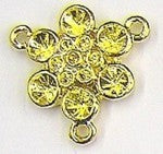 Verdeelstuk 21mm goudkleurig voor 2 en 4mm simili