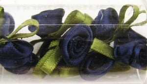 Satijnroosjes 10mm  donker blauw 10 stuks