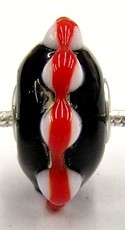 Pandorastyle kr. 3mm gat 12x20mm schijf zwart/wit/