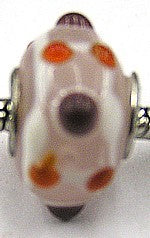 Pandorastyle kraal l.rose oranje+paarse spikkels