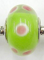 Pandostyle kraal 14mm groen roze/witte ogen