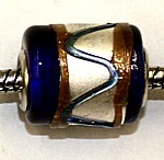 Pandorastyle kraal donkerblauw zilverf. p.st.