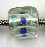 Pandorastyle kr.vierkant zilverf.blauwe stippen