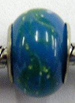 Pandorastyle kraal aqua gouden glitter witte str.