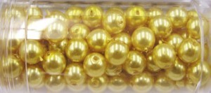 Gutermann glaskralen 6mm goudgeel ca 100st.