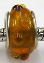 Pandorastyle kraal cognac met cognac puntjes