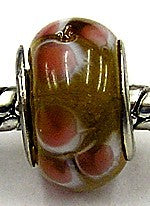 Pandorastyle kraal cognac transparant roze bloem