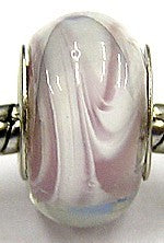 Pandorastyle kraal transp.. roze/witte strepen