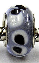 Pandorastyle kraal transp. grijsbl. zwart/witte st