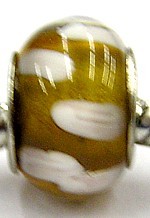 Pandorastyle kraal tr. cognac witte vlekken