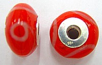 Pandorastyle 18mm rood/wit 925 zilverkern