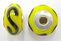 Pandorastyle 18mm geeloranje/zwart 925 zilverkern