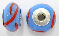 Pandorastyle 17mm l.blauw/rood 925 zilverkern