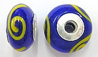 Pandorastyle 18mm blauw/oranje 925 zilverkern