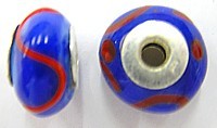 Pandorastyle 17mm blauw/rood 925 zilverkern