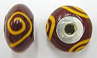 Pandorastyle 18mm roodbruin/oranje 925 zilverkern