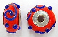 Pandorastyle 18mm rood/blauw 925 zilverkern