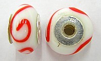 Pandorastyle 18mm wit/rood 925 zilverkern