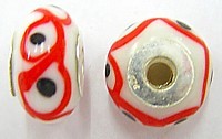 Pandorastyle 18mm wit/rood 925 zilverkern